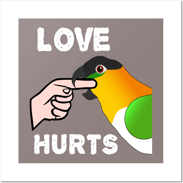 Black Headed Caique Parrot - Love Hurts Biting Wall Art by Einstein Parrot